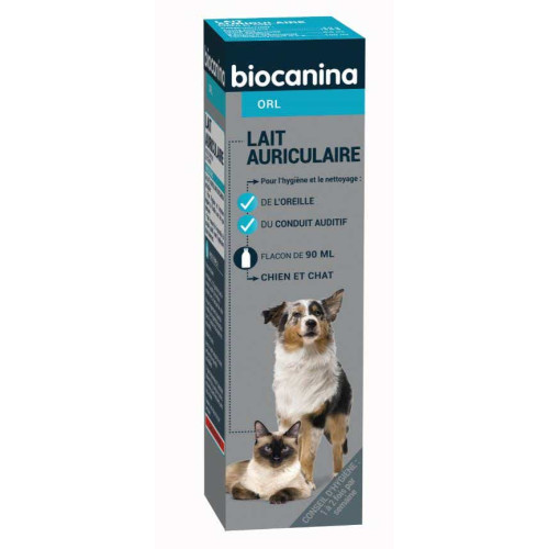 Biocanina Lait Auriculaire 90ml - Nettoyage Facile Oreilles Animaux