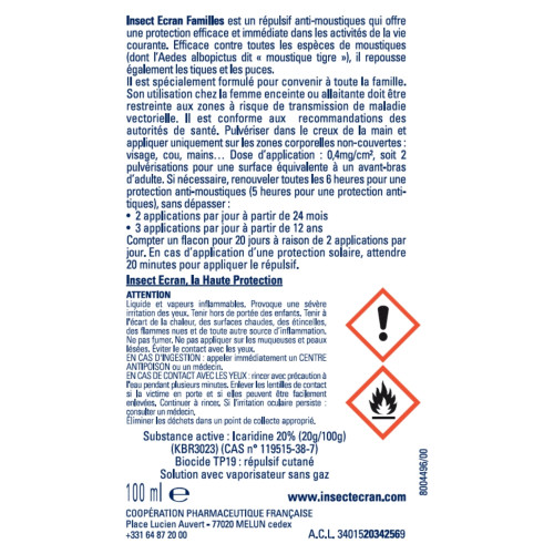 INSECT ECRAN Familles 2x100ml - Protection anti-moustiques pour tous