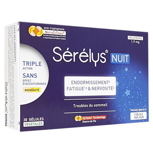 SERELYS Nuit 30 Gélules Végétales - Sommeil Rapide et Vitalité