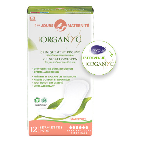 ORGANYC 12 Serviettes Maternité Bio Ultra Douces