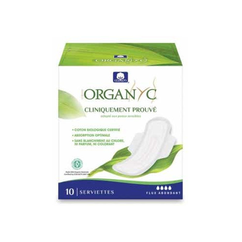 ORGANYC Serviettes Hygiéniques 10pcs - Protection Peau Sensible