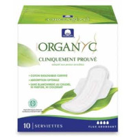 ORGANYC Serviettes Hygiéniques 10pcs - Protection Peau Sensible