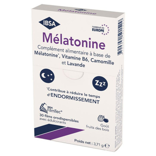 IBSA Mélatonine 30 Films: Sommeil rapide, sans gluten