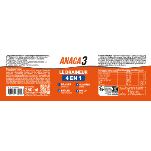 Anaca3 le draineur 4en1 250ml