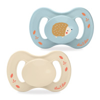 Nature 2 Sucettes Anatomiques Téterelle Extra-Fine 0-6 Mois - Bleu Hérisson et Beige