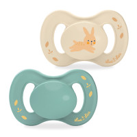 Nature 2 Sucettes Anatomiques Téterelle Extra-Fine 0-6 Mois Beige Lapin et Bleu