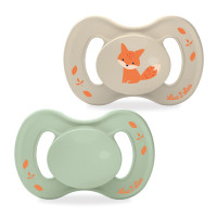 Nature 2 Sucettes Anatomiques Téterelle Extra-Fine 18+ Mois - Taupe Renard et Vert