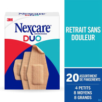 Nexcare Pansements Duo Tenue 24h 20pcs Protection Étanche Confort