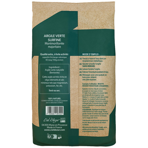 Argile Verte Surfine Ciel d'Azur 300g - Purifie & Apaise Peaux Grasses