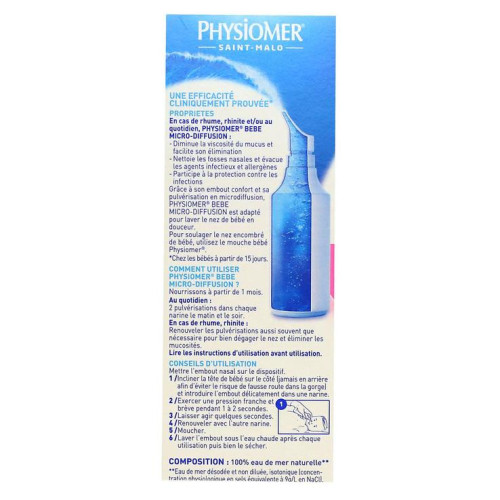Physiomer Spray Nasal Nourrisson 115mL - Nettoie et Protège