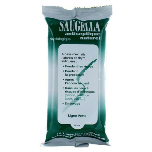 Saugella Antiseptique Lingettes 15 - Soulage Irritations Parapharmacie
