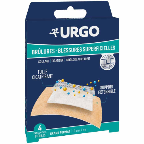 URGO Pansements Brûlures Grands Modèles 4pcs - Soulage et Protège