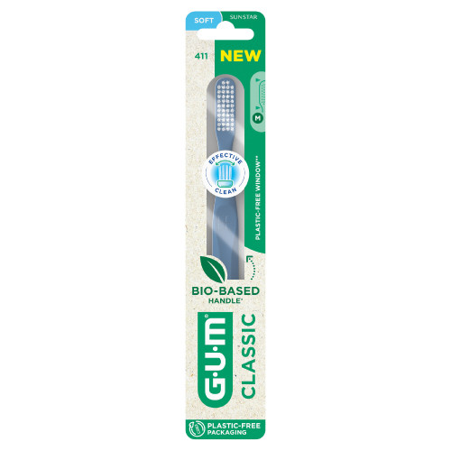 GUM Brosse à Dents Classic 411 Souple - Nettoyage Profond