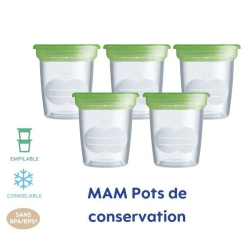 MAM Pots Conservation Lait Maternel 120mL - Stockage Sûr et Hygiénique