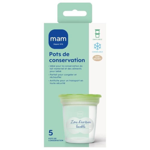 MAM Pots Conservation Lait Maternel 120mL - Stockage Sûr et Hygiénique