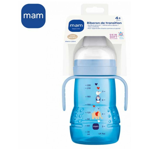 MAM Biberon Transition 4 mois+ Vert 220mL - Sans BPA, Antifuite