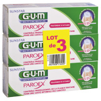 GUM PAROEX Dentifrice Anti-Plaque 3x75mL - Santé Gencives