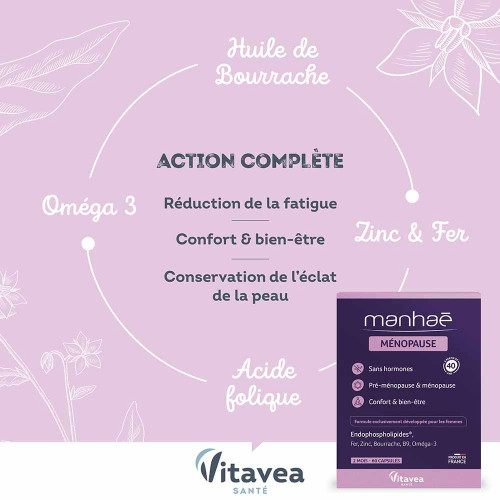 Manhaé 60 Capsules - Soutien Naturel Ménopause Féminité