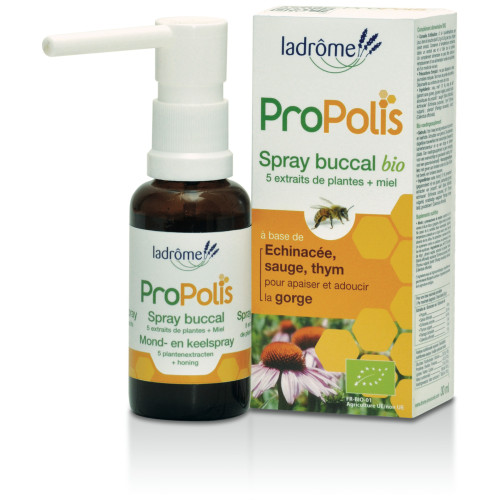 LADROME Propolis Spray Buccal Bio 30mL - Apaise et adoucit la gorge