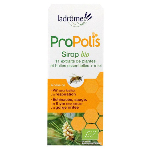 Ladrôme Propolis Sirop Bio 150mL - Adoucit Gorge, Facilite Respiration