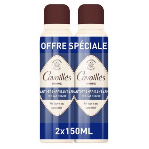 Rogé Cavaillès Absorb+ 48H Spray Homme 2x150ml - Anti-Transpirant Doux