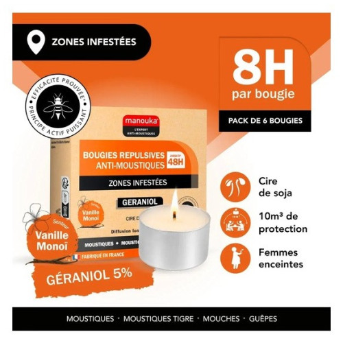 Bougie Vanille Monoï MANOUKA - 6 Pièces - Ambiance Exotique