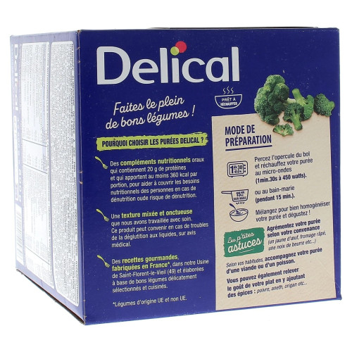 Delical Purée HP HC Brocoli-Crème : 20g protéines/bol, 360 kcal