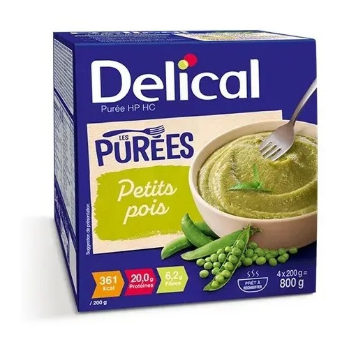 Delical Purée Petit Pois : 20g protéines, 360 kcal