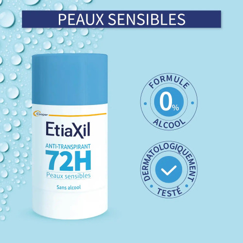 ETIAXIL Déo Anti-Transpirant 72h - Stick 40ml, Peaux Sensibles