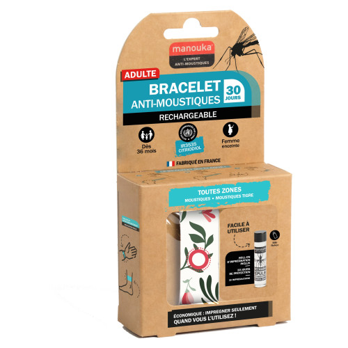 Bracelet MANOUKA Anti-Moustiques Pivoine - 30j Efficacité
