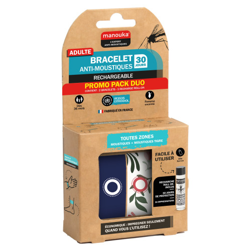 MANOUKA Bracelet Anti-Moustiques : 6h de protection efficace