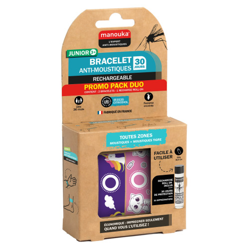 Bracelet MANOUKA Anti-Moustiques Duo Junior 3+ - Protection 6h