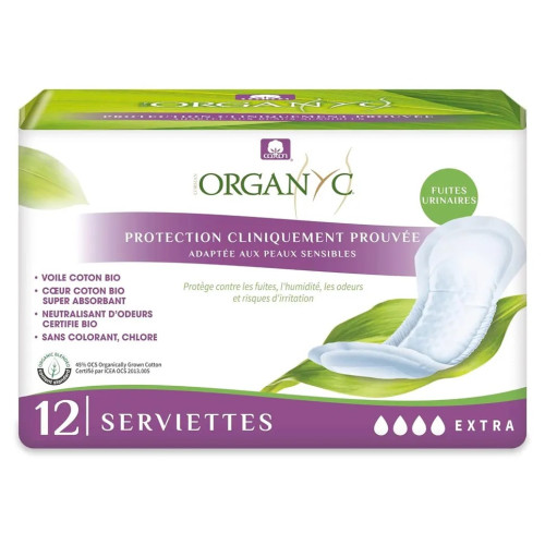 Serviettes Bio ORGANYC : Protection ultra-douce fuites urinaires