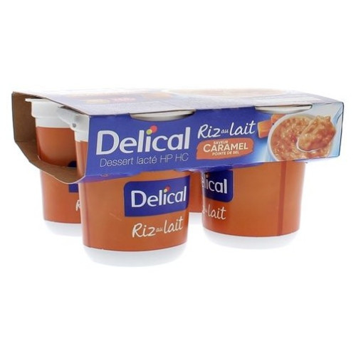 DELICAL Riz au Lait Caramel HPHC - 4 Pots 200g - Hyperprotéiné