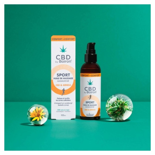 Huile Massage CBD Boiron Sport : Détente Musculaire & Récupération