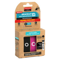 Bracelet MANOUKA Anti-Moustiques Duo Noir Fushia - 6h Efficacité