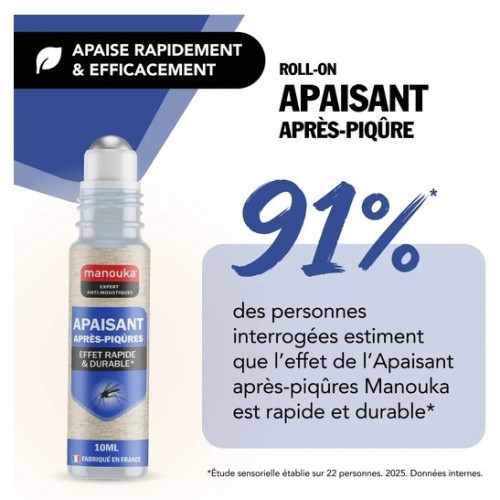 MANOUKA Roll-on Apaisant : Soulagement immédiat piqûres, démangeaisons