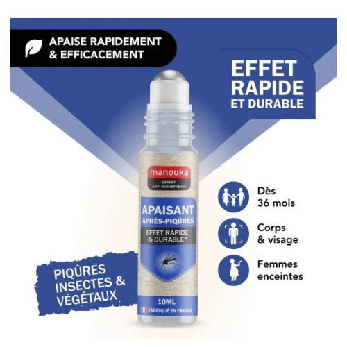 MANOUKA Roll-on Apaisant : Soulagement immédiat piqûres, démangeaisons