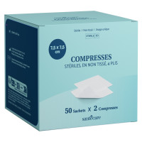 Compresses stériles Santecare 7,5x7,5cm - 100 unités