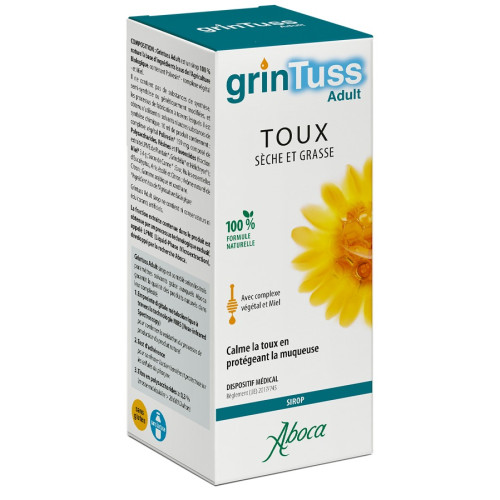 Sirop GrinTuss ABOCA : Toux sèche/grasse apaisée, action protectrice