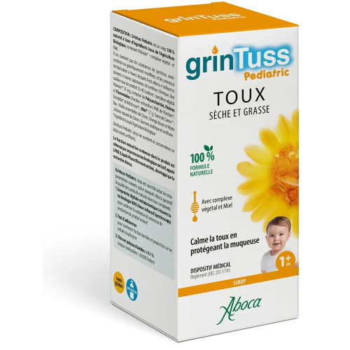 Sirop Grintuss Pédiatrique ABOCA : Toux sèche/grasse bébé dès 1 an