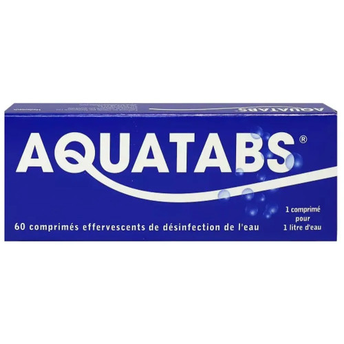 Aquatabs : 60 cpr effervescents - Purifiez 1L en 30 min