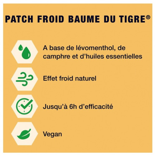 Patch Baume du Tigre Anti-Douleur : Soulagement Froid 6h - 3 Patchs