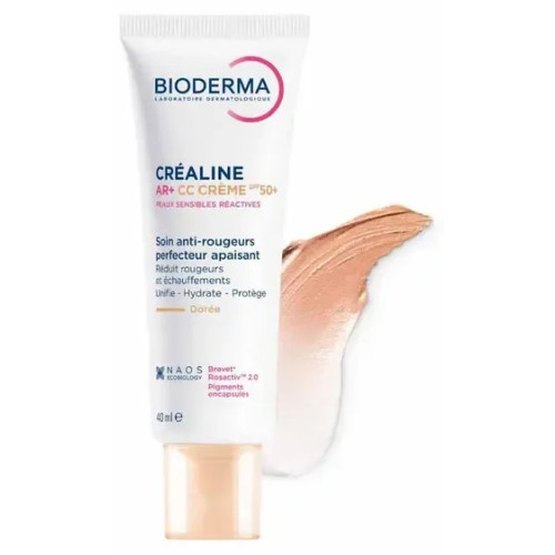Bioderma Créaline AR+ CC Dorée : SPF50+ Anti-Rougeurs & Hydratation 8h