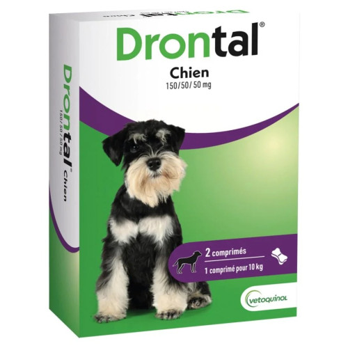 Drontal 150/50/50 mg : Vermifuge chien 10 kg - Traitement complet