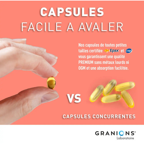 Granions Oméga 3 1000mg : 60 caps - Soutien cœur & cerveau