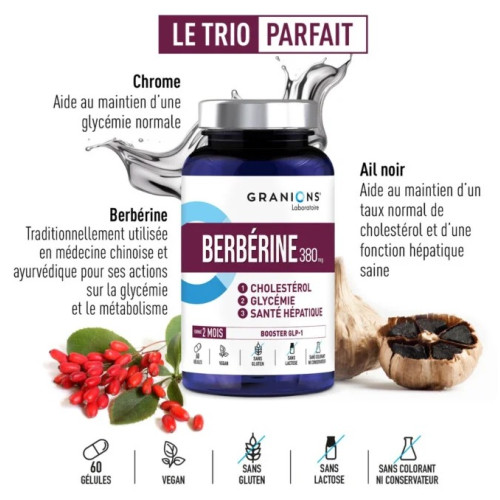 Berbérine Granions 380 mg : Équilibre glycémie & cholestérol