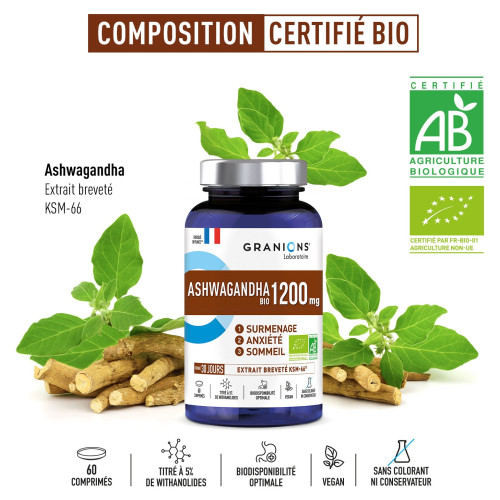 Granions Ashwagandha Bio : Complément anti-stress naturel et efficace
