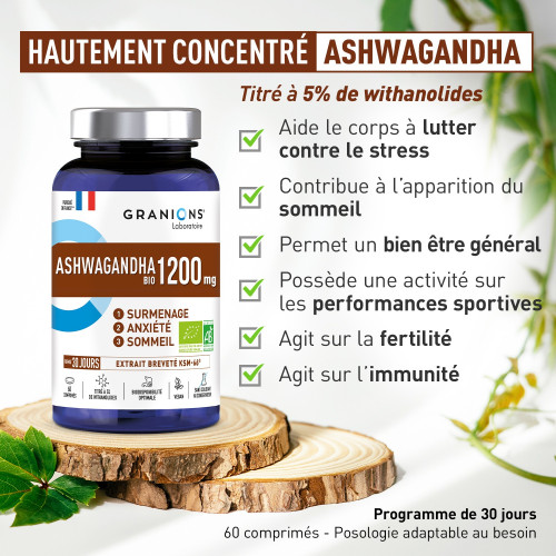 Granions Ashwagandha Bio : Complément anti-stress naturel et efficace