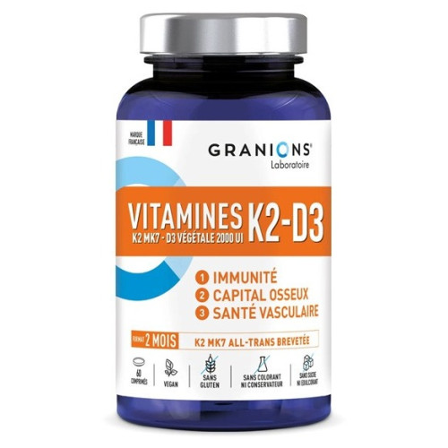 Granions K2-D3 : Soutien Osseux & Immunité - 2000 UI D3 - 60 Comprimés